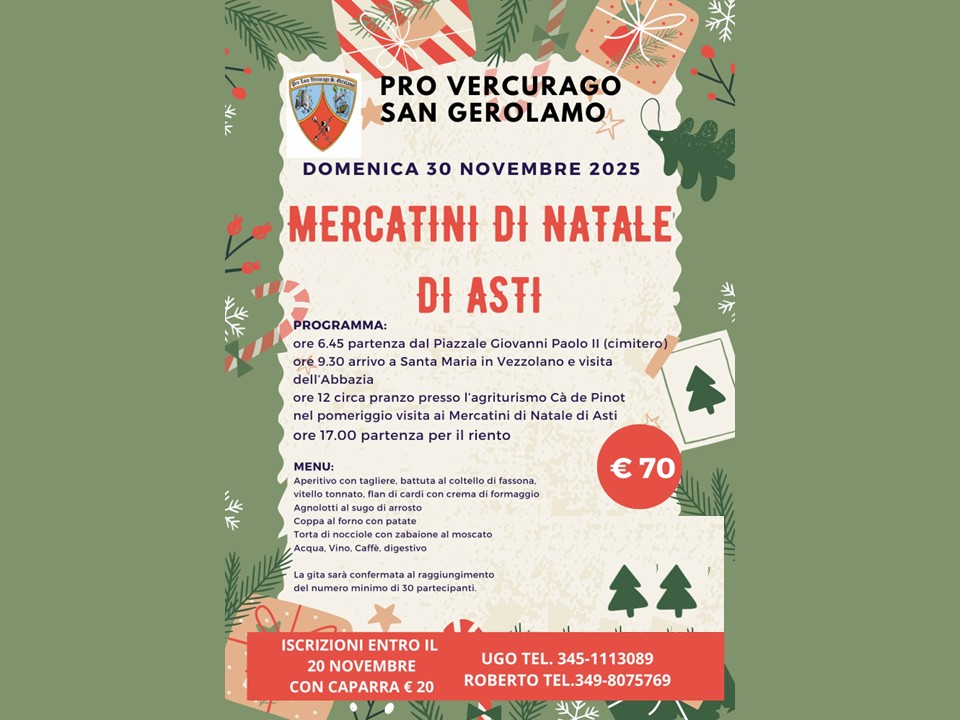 Mercantino di Natale di Asti Pro Loco Vercurago